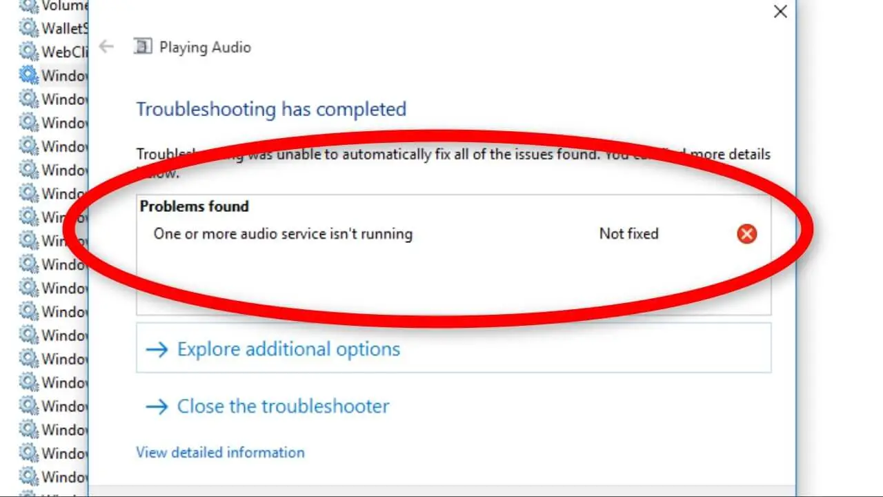 One or more audio service isn't running error
