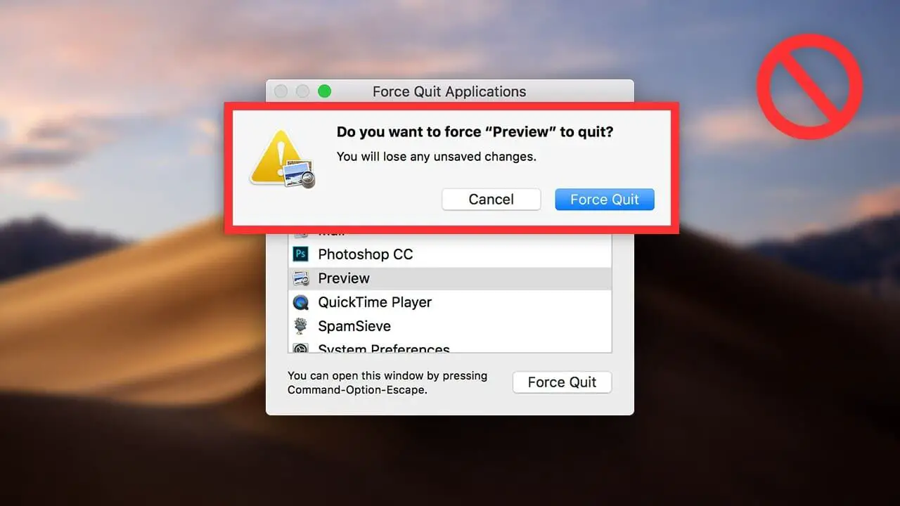 force quit mac not working